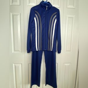 Women's Massey's Athletic Outfit Vintage 1990's Jacket Pants Blue Gray White Med